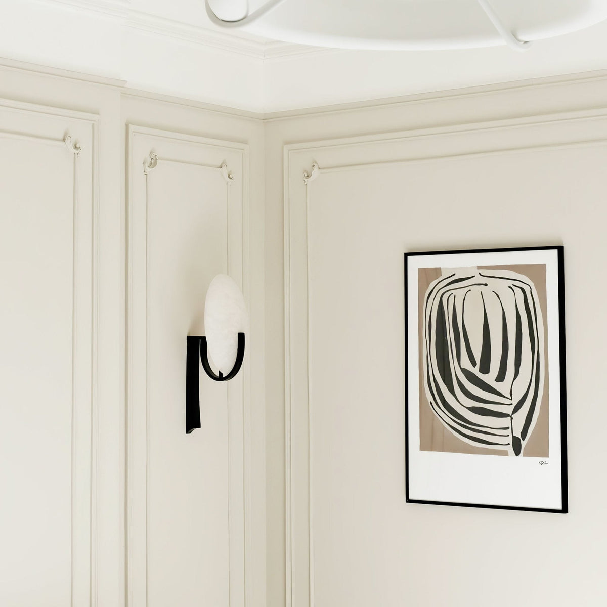 Alabaster Brass Cylinder Wall Lamp