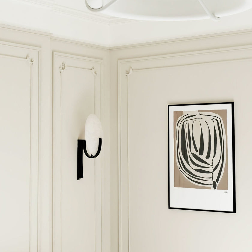 Alabaster Brass Cylinder Wall Lamp