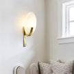 Alabaster Brass Cylinder Wall Lamp