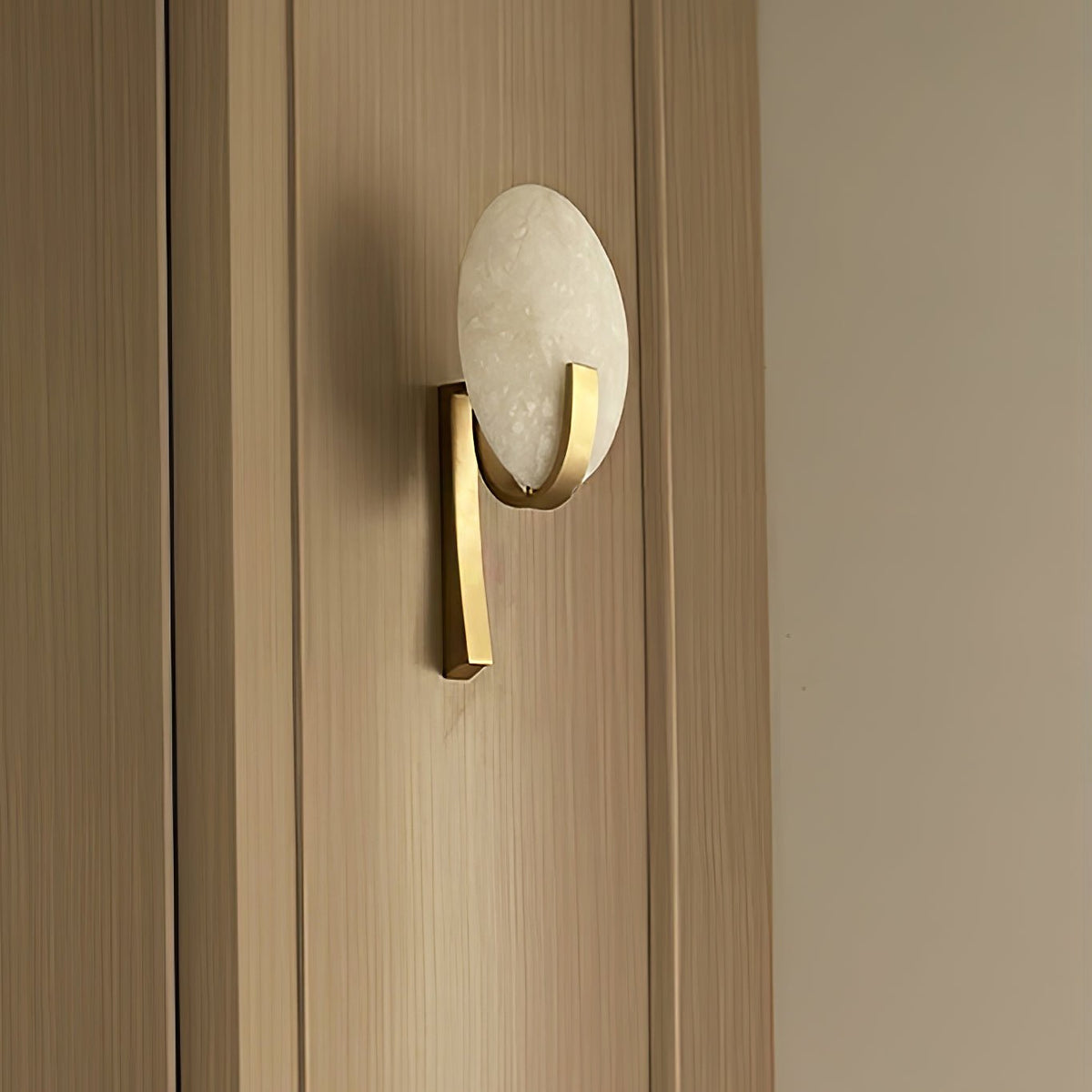 Alabaster Brass Cylinder Wall Lamp