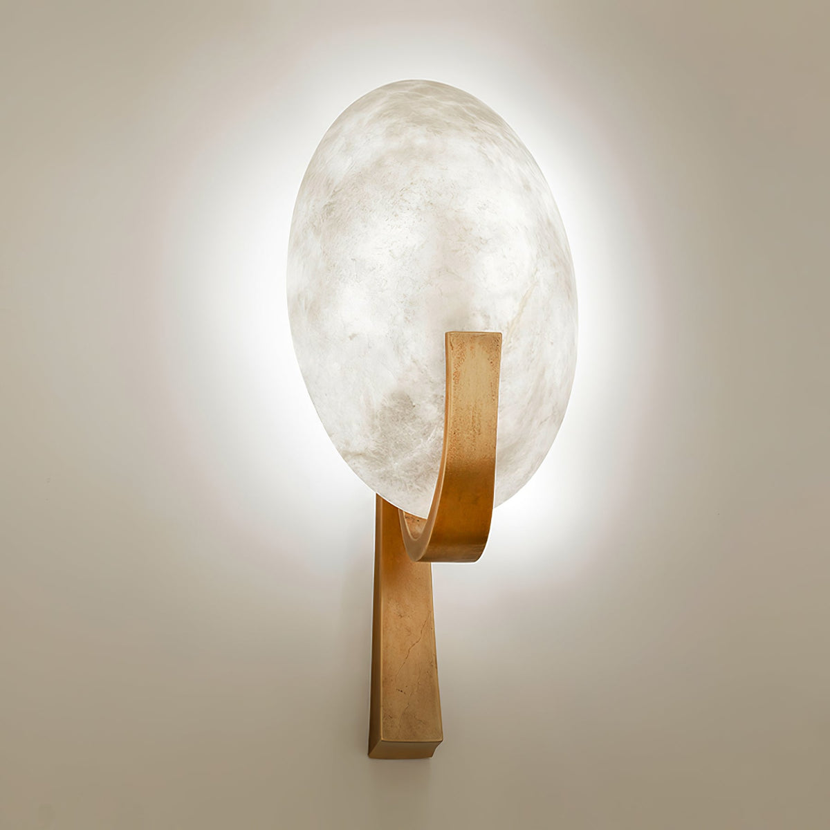 Alabaster Brass Cylinder Wall Lamp