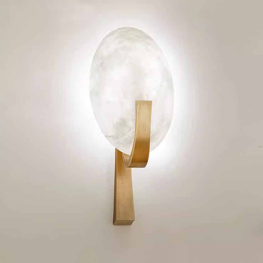 Alabaster Brass Cylinder Wall Lamp