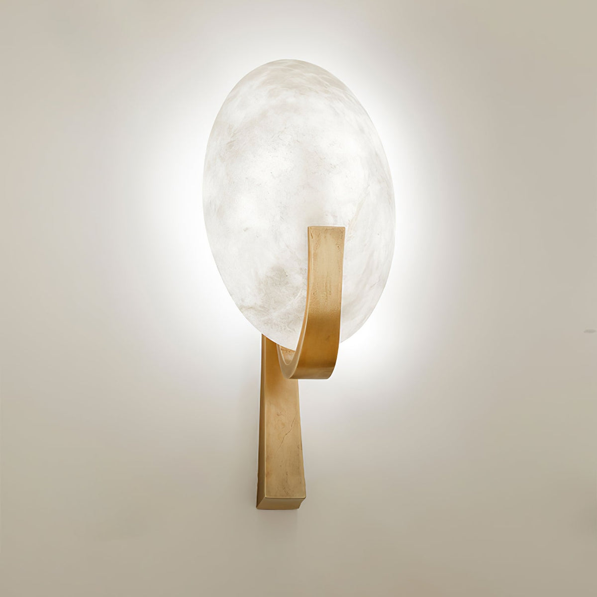 Alabaster Brass Cylinder Wall Lamp