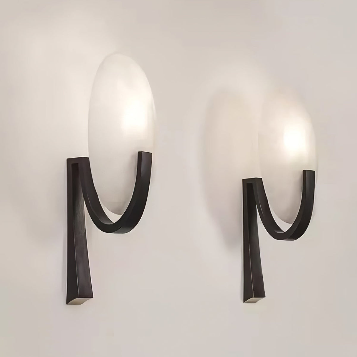 Alabaster Brass Cylinder Wall Lamp