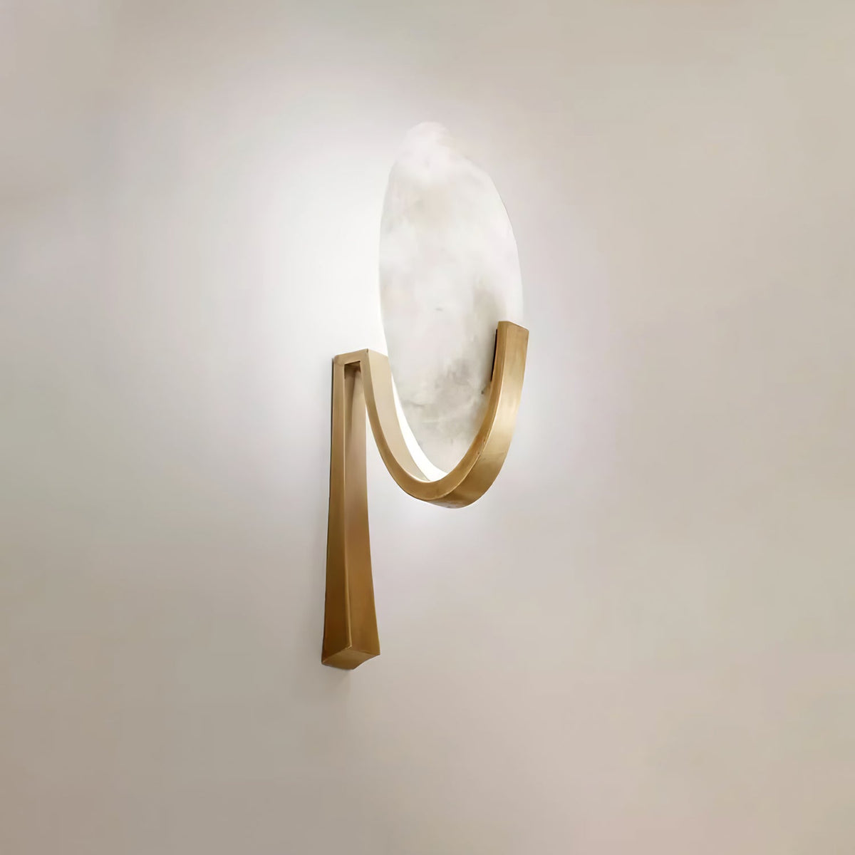 Alabaster Brass Cylinder Wall Lamp