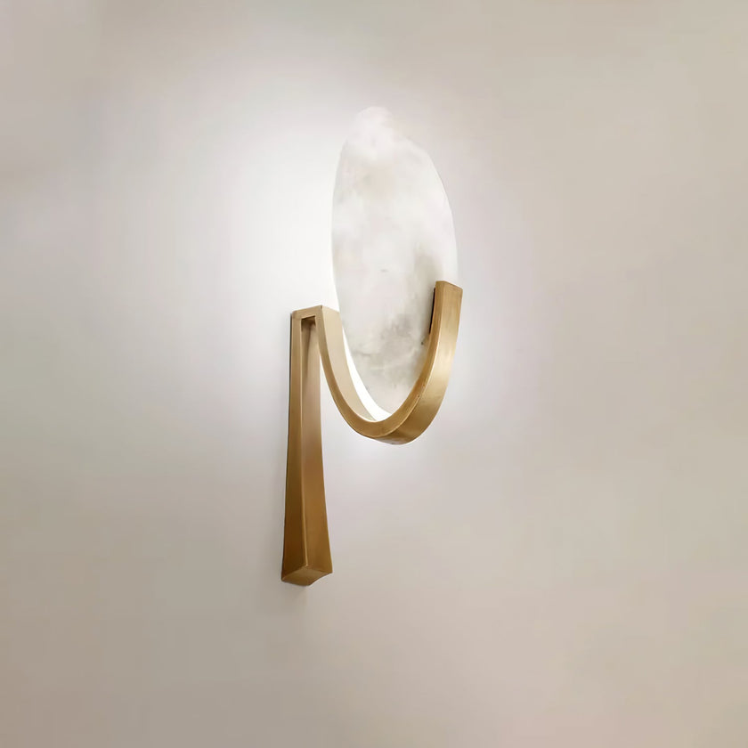 Alabaster Brass Cylinder Wall Lamp