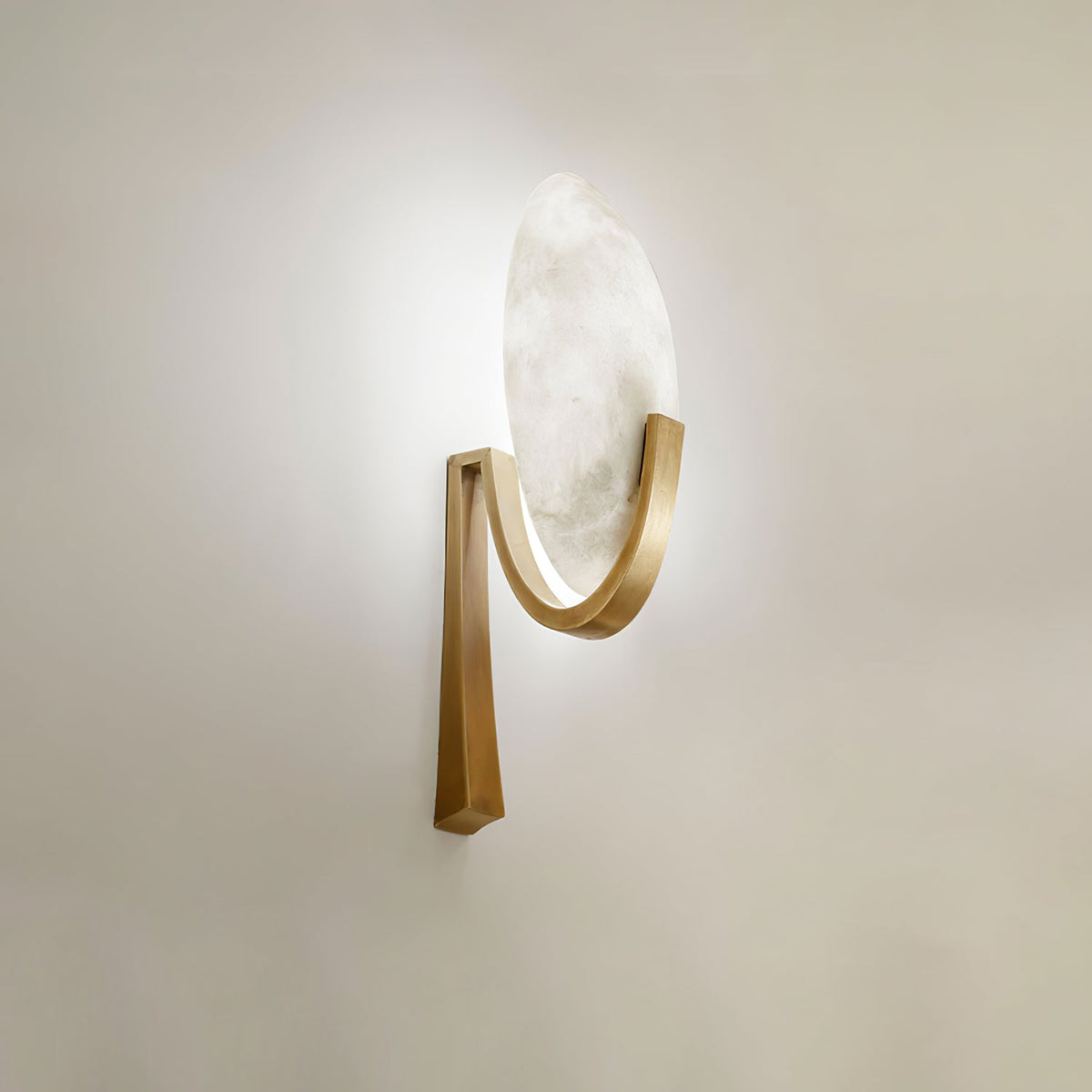 Alabaster Brass Cylinder Wall Lamp