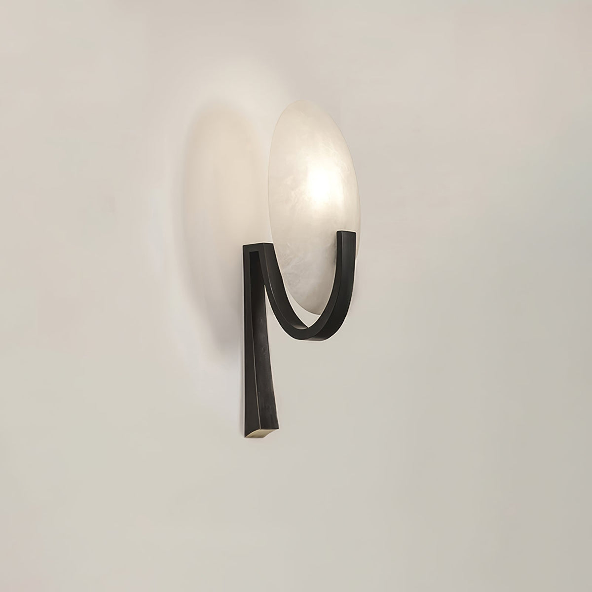 Alabaster Brass Cylinder Wall Lamp