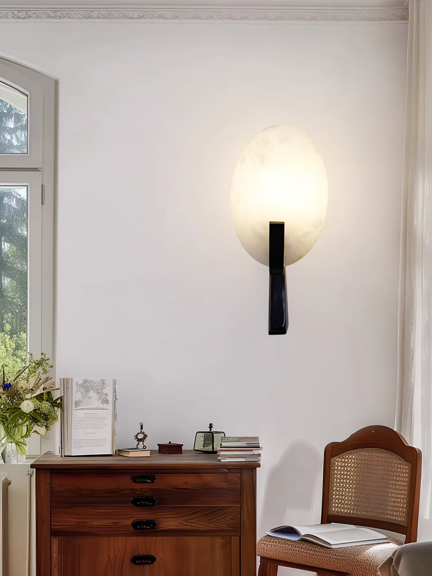 Alabaster Brass Cylinder Wall Lamp