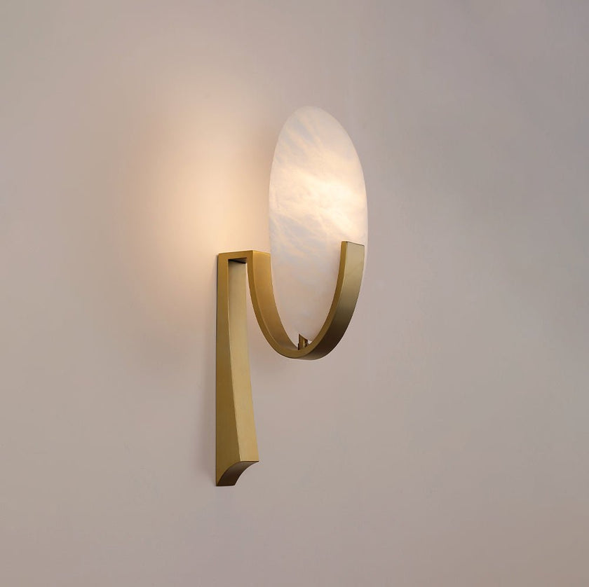 Alabaster Brass Cylinder Wall Lamp