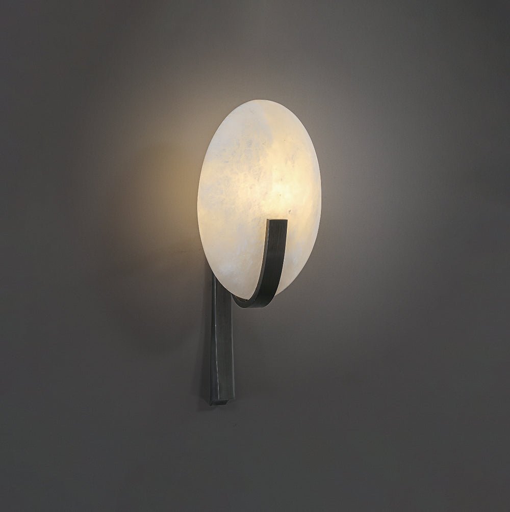 Alabaster Brass Cylinder Wall Lamp