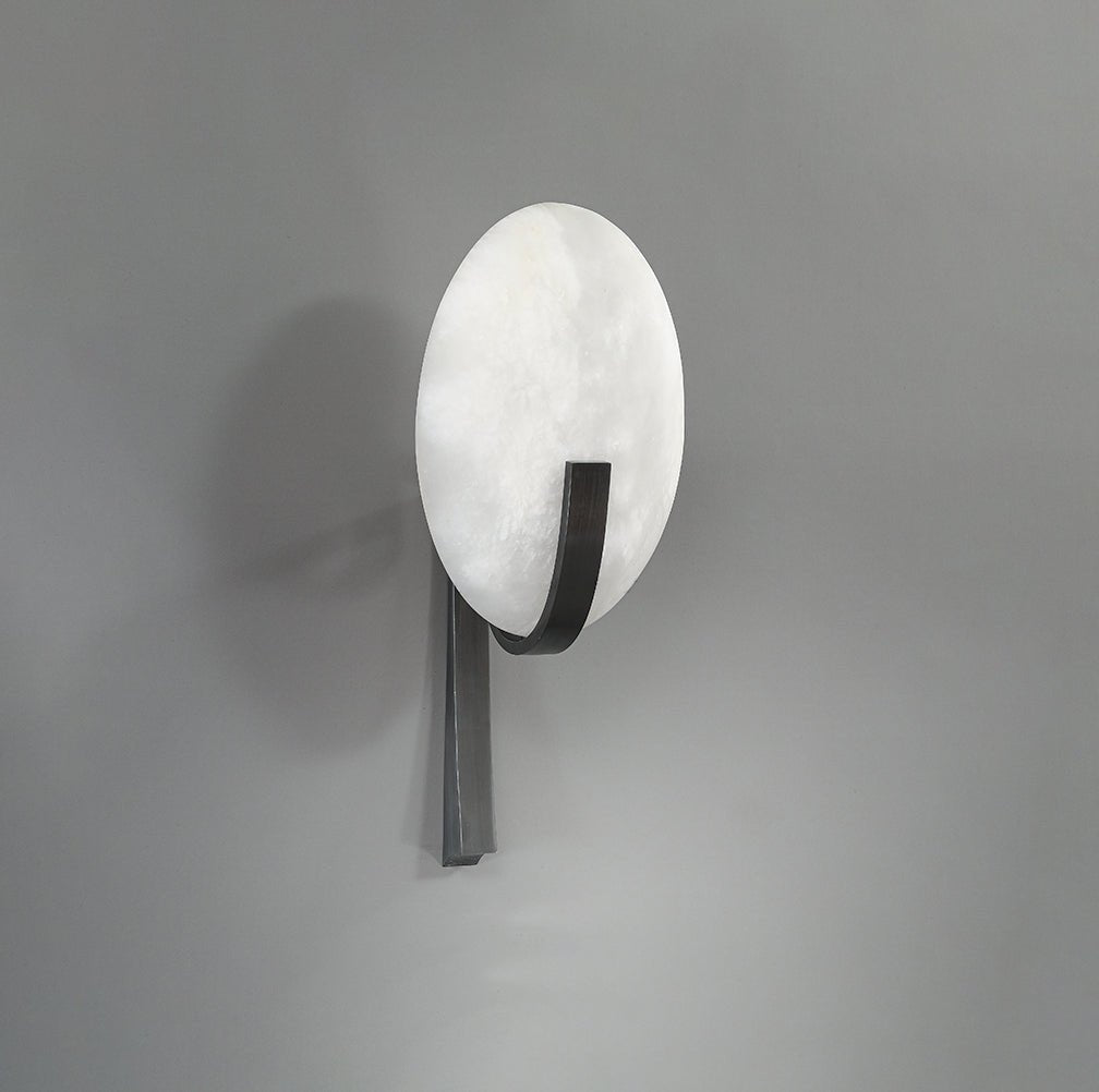 Alabaster Brass Cylinder Wall Lamp
