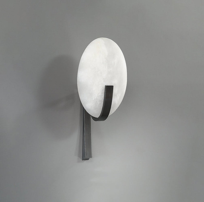 Alabaster Brass Cylinder Wall Lamp