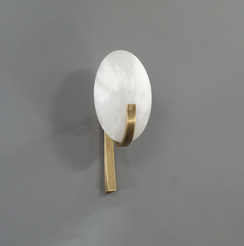 Alabaster Brass Cylinder Wall Lamp