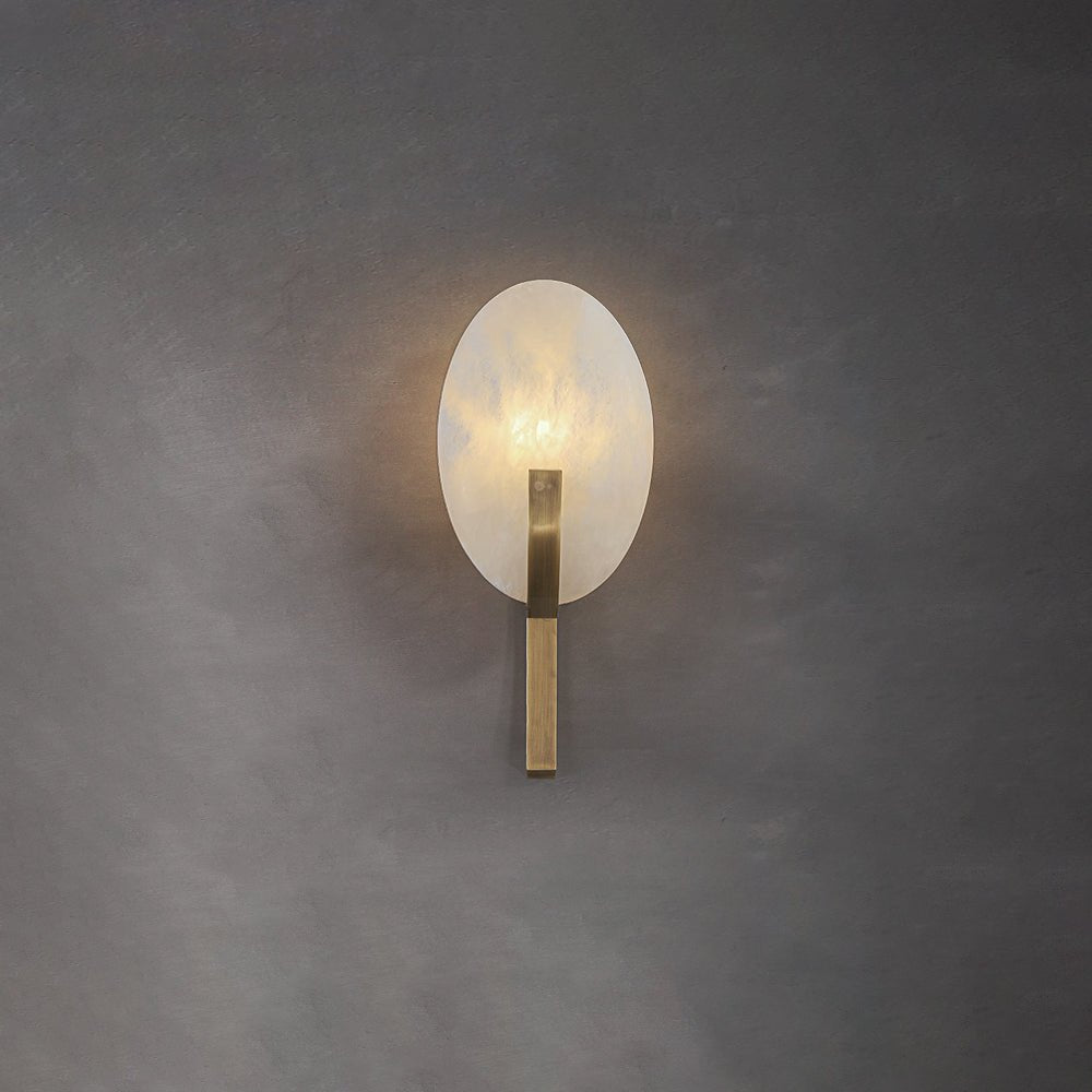 Alabaster Brass Cylinder Wall Lamp