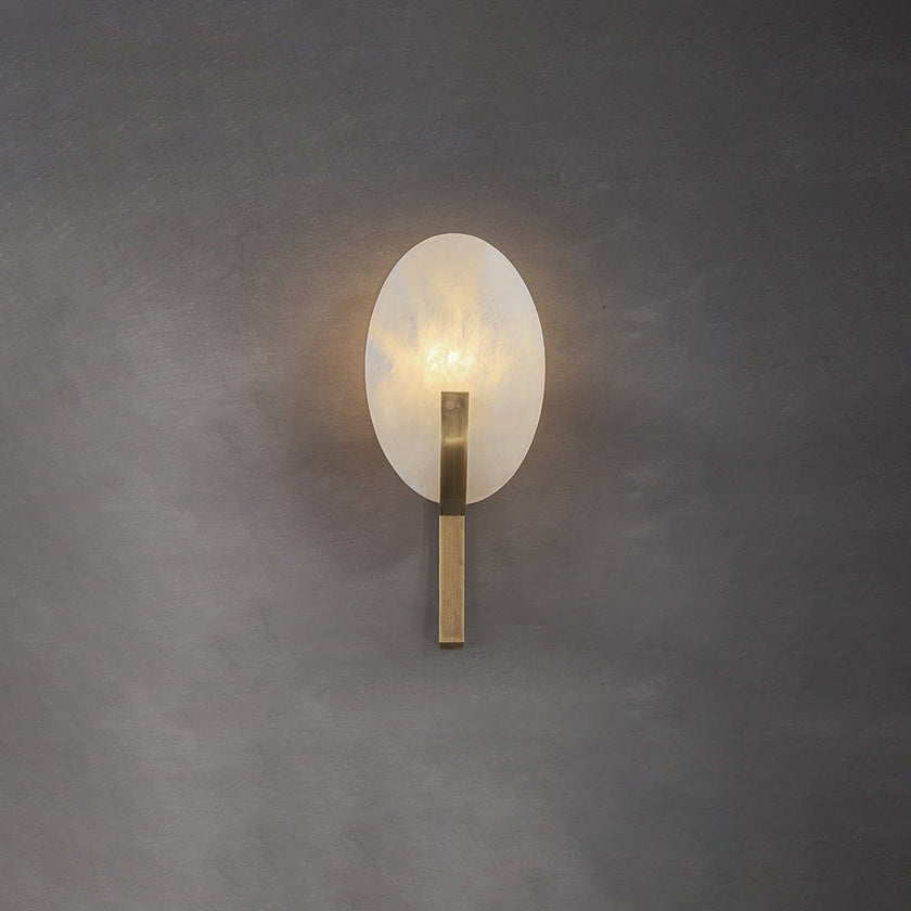 Alabaster Brass Cylinder Wall Lamp