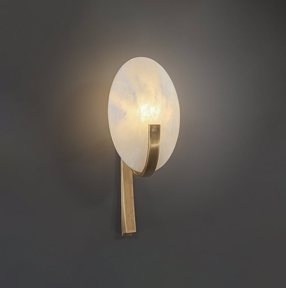 Alabaster Brass Cylinder Wall Lamp