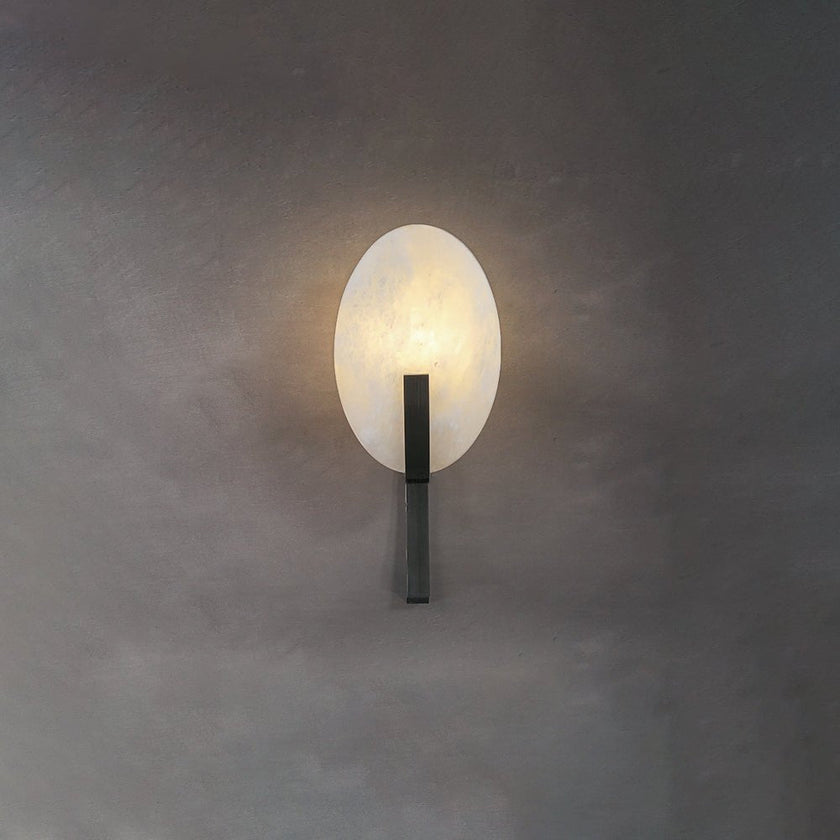 Alabaster Brass Cylinder Wall Lamp
