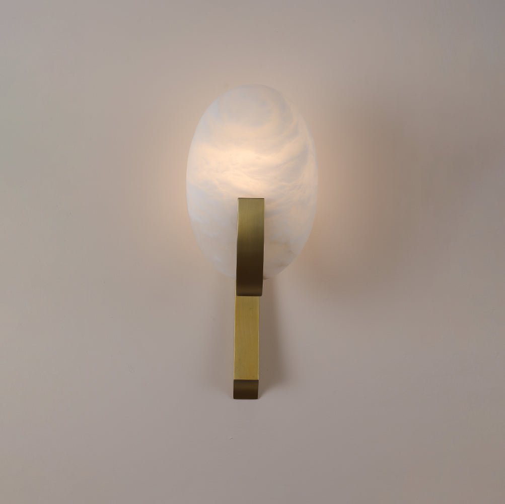 Alabaster Brass Cylinder Wall Lamp