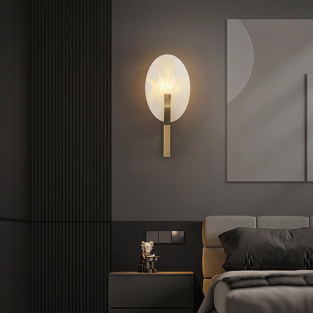 Alabaster Brass Cylinder Wall Lamp
