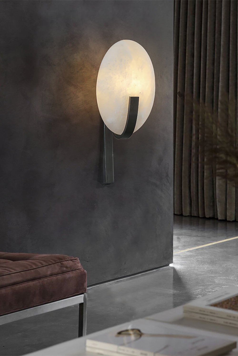 Alabaster Brass Cylinder Wall Lamp
