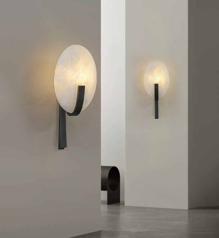 Alabaster Brass Cylinder Wall Lamp