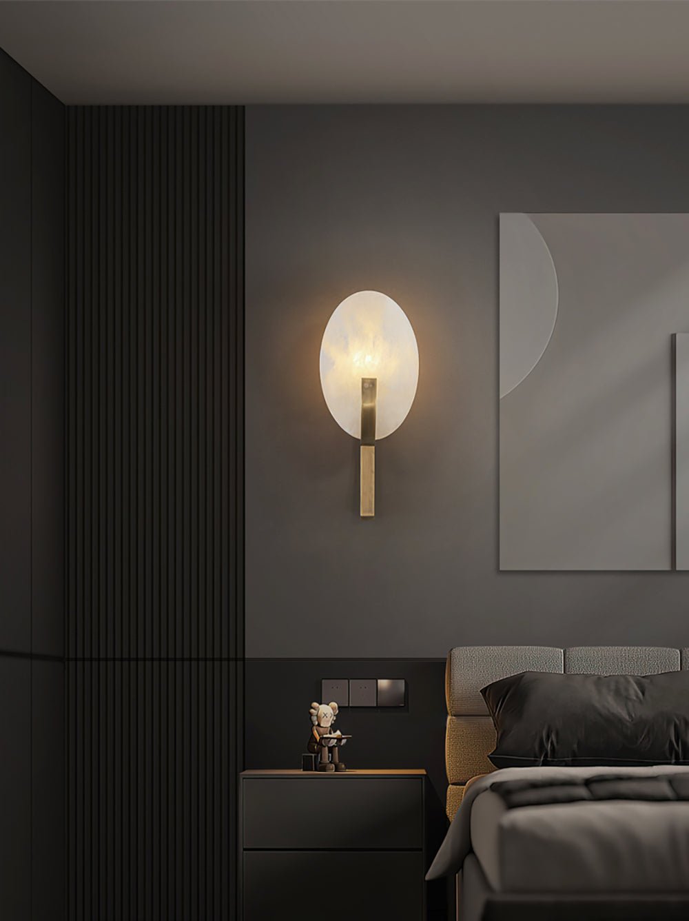 Alabaster Brass Cylinder Wall Lamp