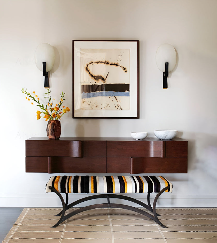 Alabaster Brass Cylinder Wall Lamp