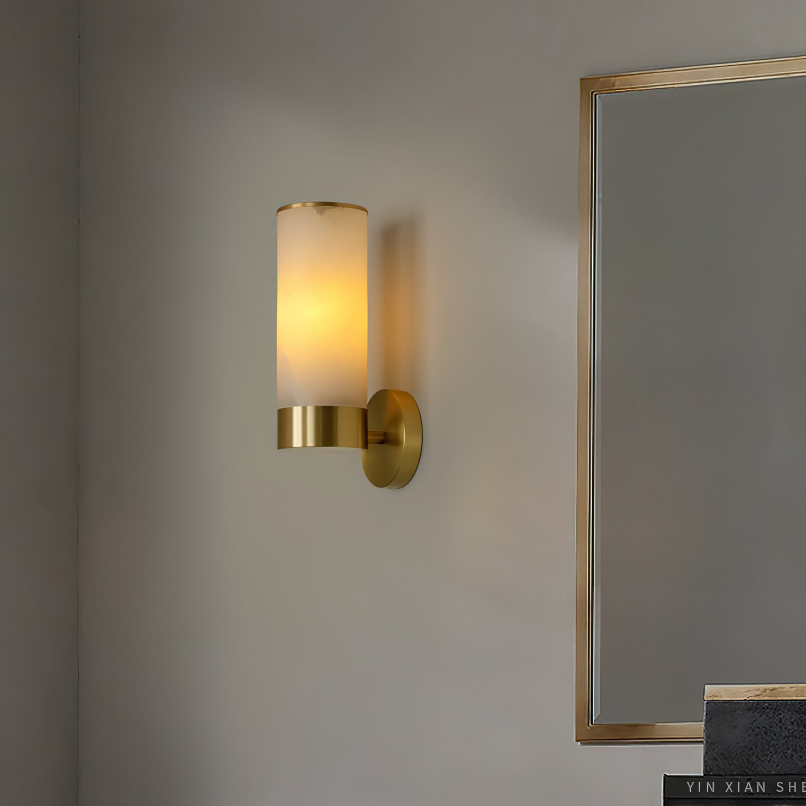 Alabaster & Brass Wall Sconce