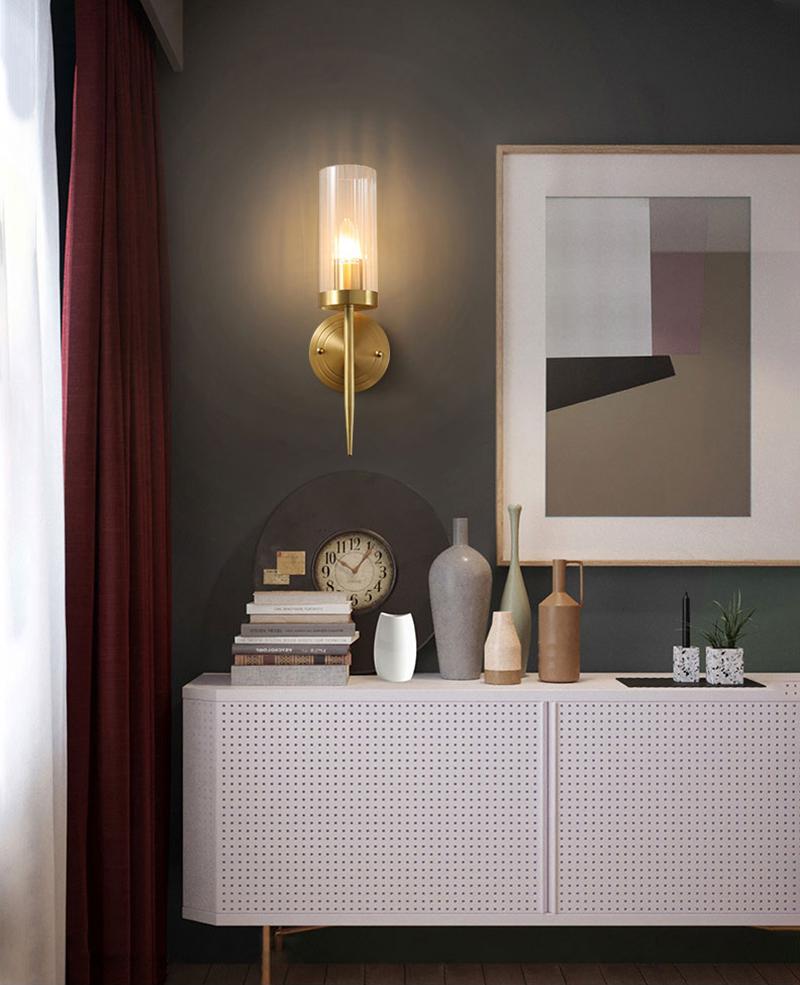 Brass Glass Candlestick Wall Sconce