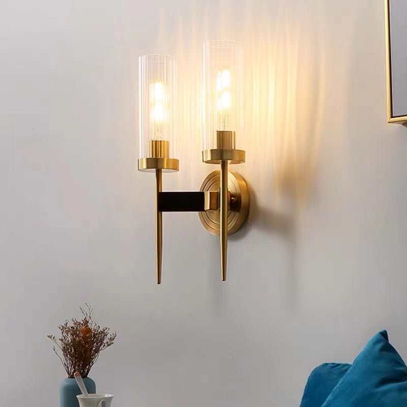 Brass Glass Candlestick Wall Sconce