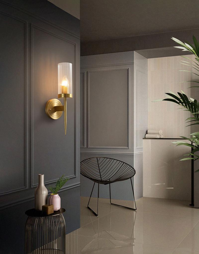 Brass Glass Candlestick Wall Sconce
