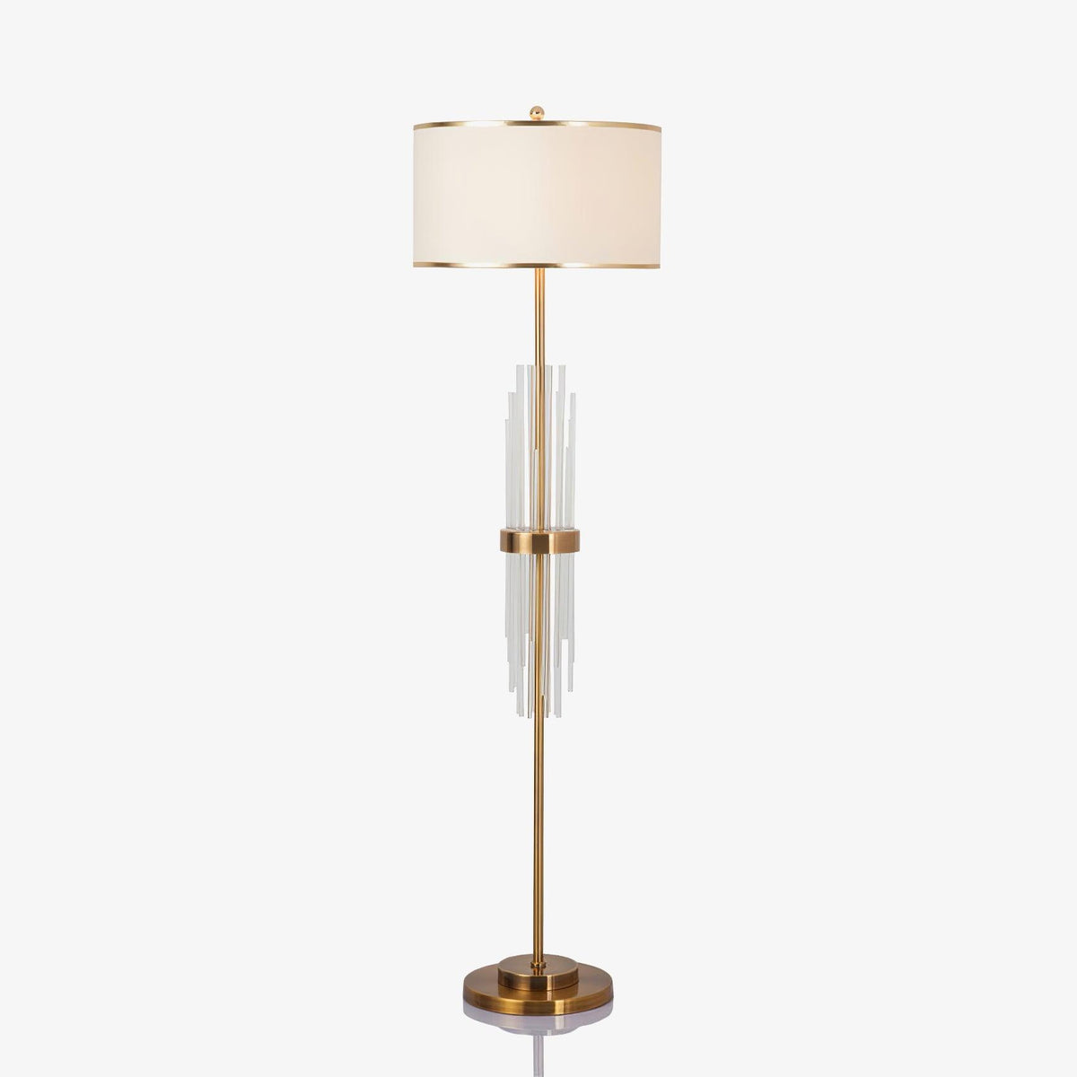 Gold Metal Linear Fabric Floor Lamp