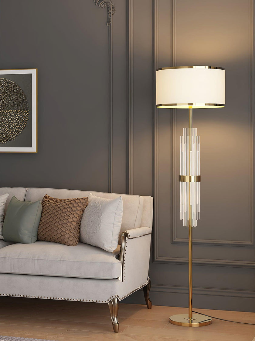 Gold Metal Linear Fabric Floor Lamp
