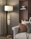 Gold Metal Linear Fabric Floor Lamp