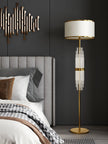 Gold Metal Linear Fabric Floor Lamp