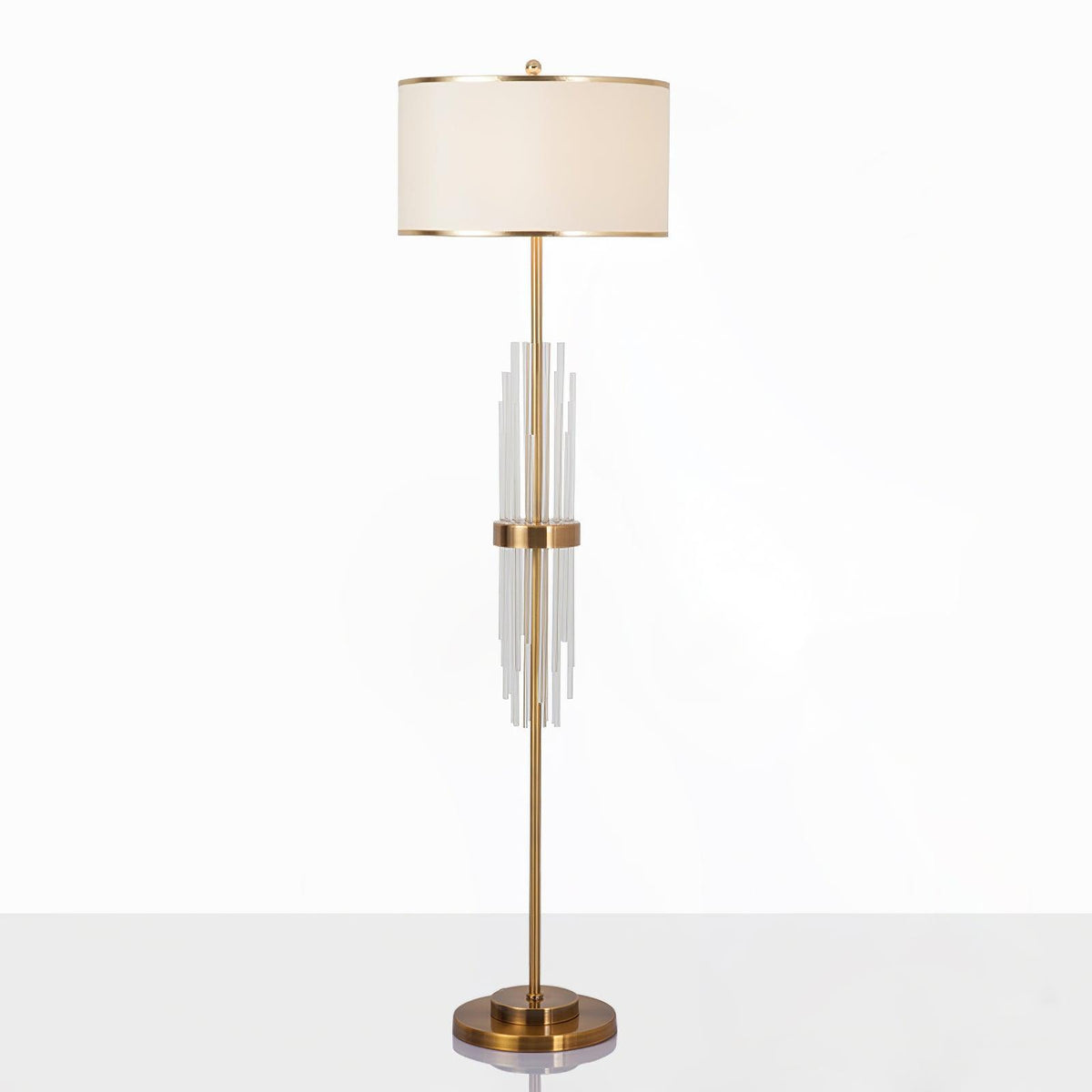 Gold Metal Linear Fabric Floor Lamp