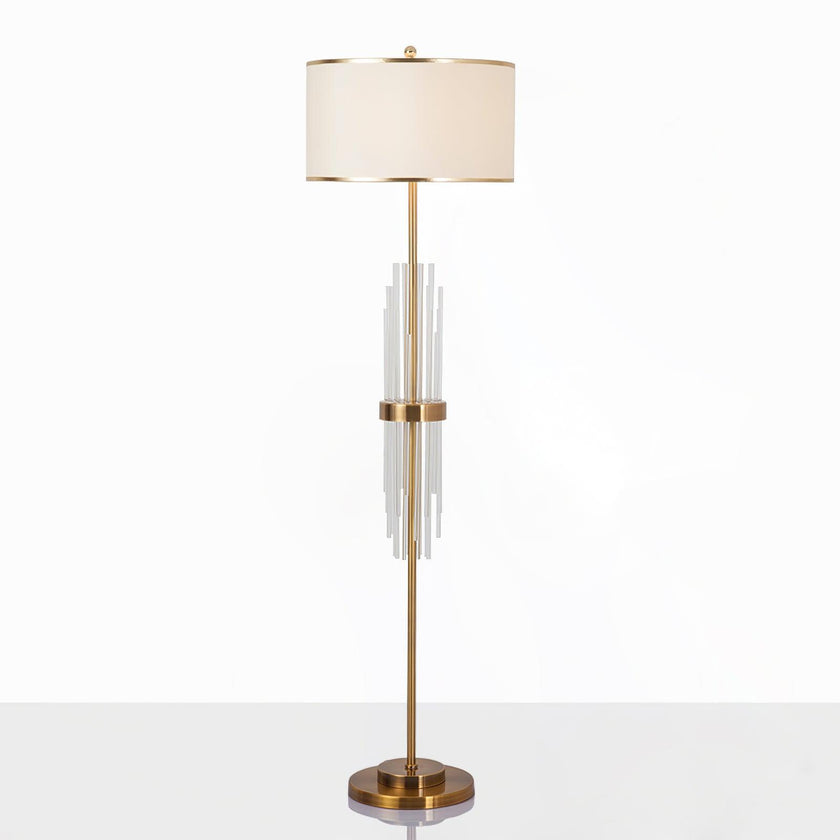 Gold Metal Linear Fabric Floor Lamp