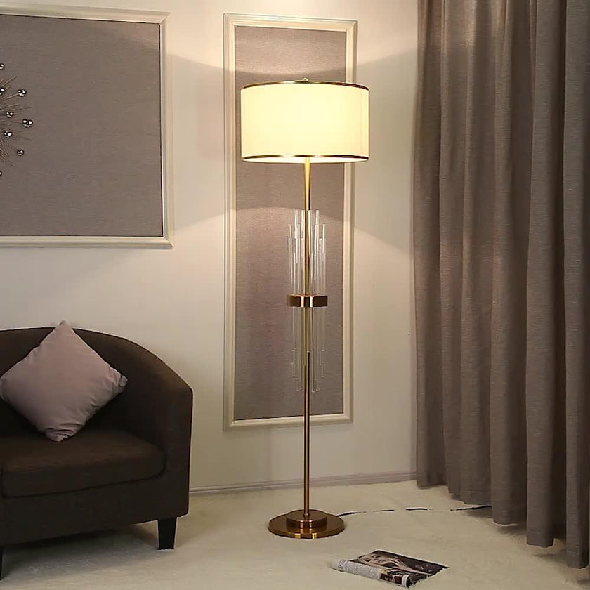 Gold Metal Linear Fabric Floor Lamp