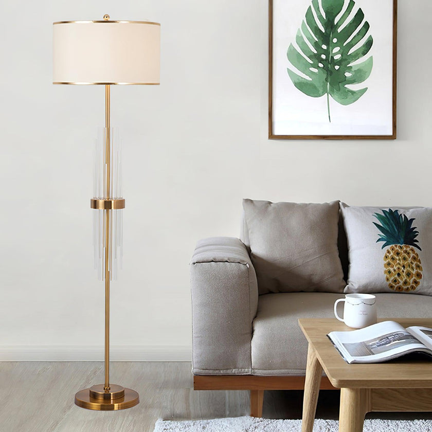 Gold Metal Linear Fabric Floor Lamp