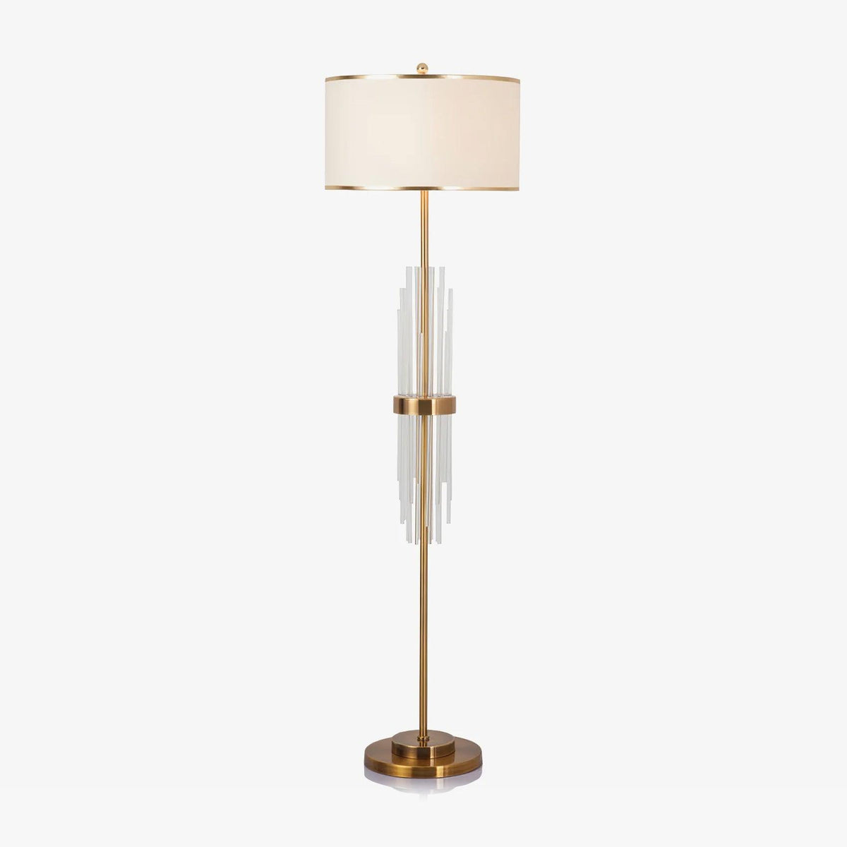 Gold Metal Linear Fabric Floor Lamp