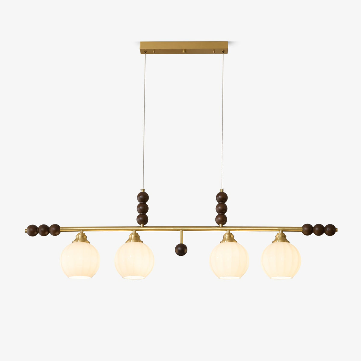 Walnut Brass Opal Globe Island Light