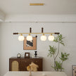 Walnut Brass Opal Globe Island Light