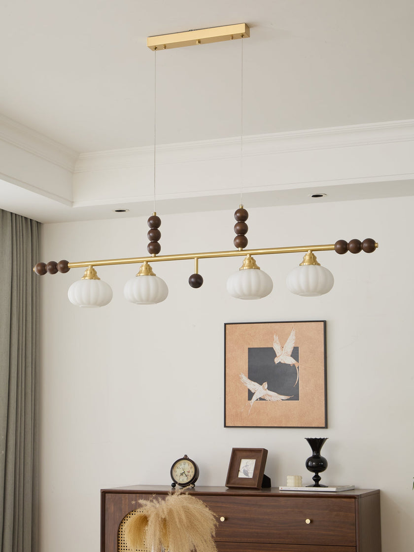 Walnut Brass Opal Globe Island Light