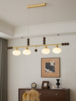 Walnut Brass Opal Globe Island Light