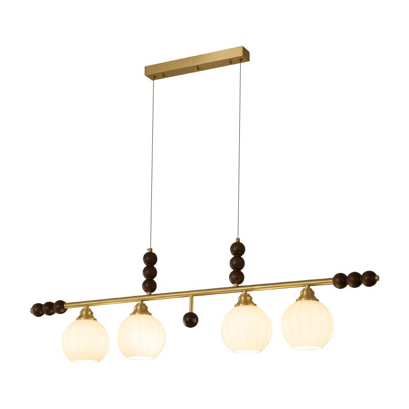 Walnut Brass Opal Globe Island Light