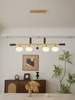 Walnut Brass Opal Globe Island Light