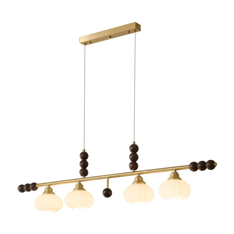 Walnut Brass Opal Globe Island Light