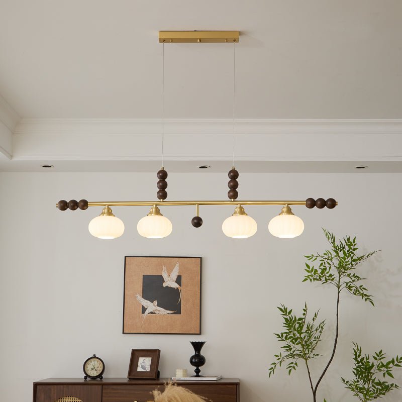 Walnut Brass Opal Globe Island Light