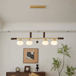 Walnut Brass Opal Globe Island Light